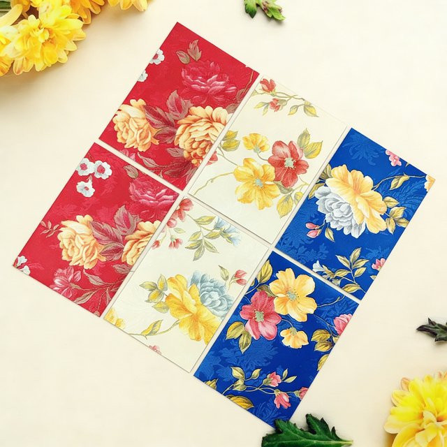 10 Stück Retro-Pfingstrosen-Umschläge aus Papier in Blau und Multicolour für Hochzeiten und Geschenkverpackungen - Bild 1