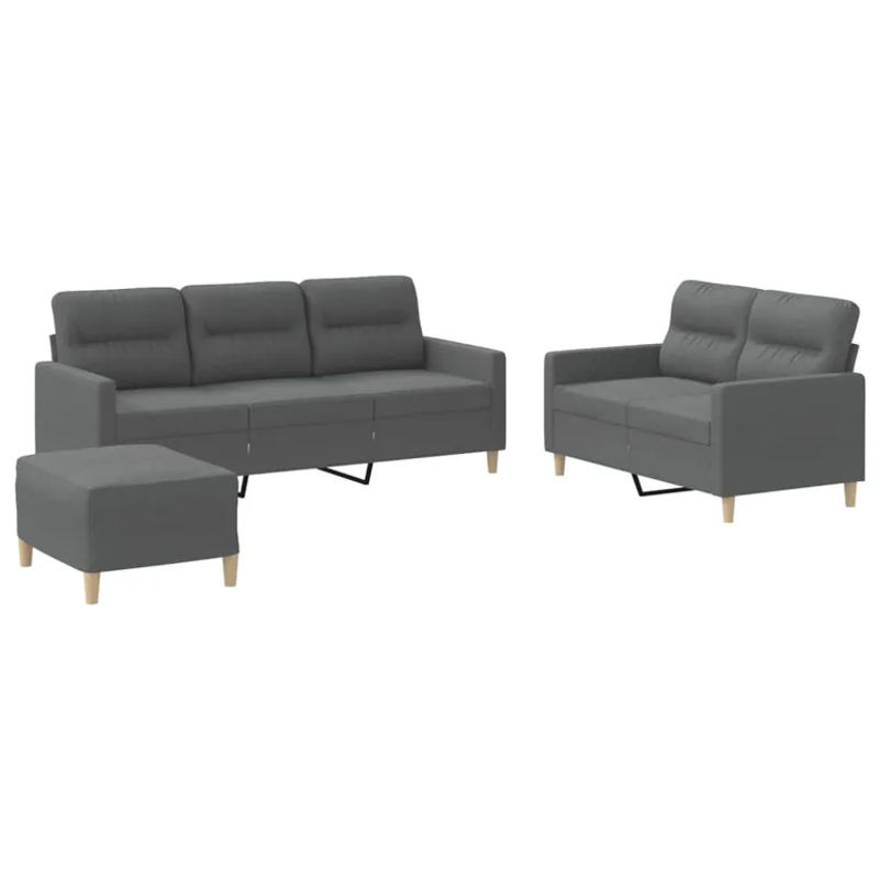 Vidaxl 3-teiliges Lounge-Set mit Stoffbezug in Grau im modernen Design - Bild 2