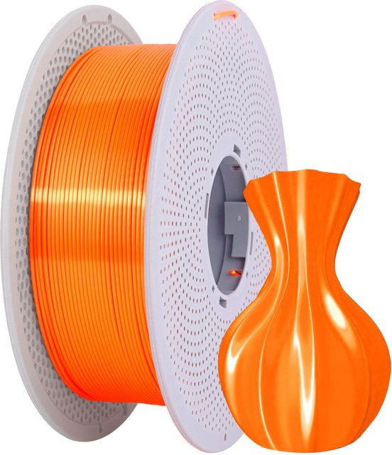 BING3D Seiden-PLA-Filament Orange, 1,75mm, 1kg Spule, metallisch glänzend für FDM 3D-Drucker - Bild 1