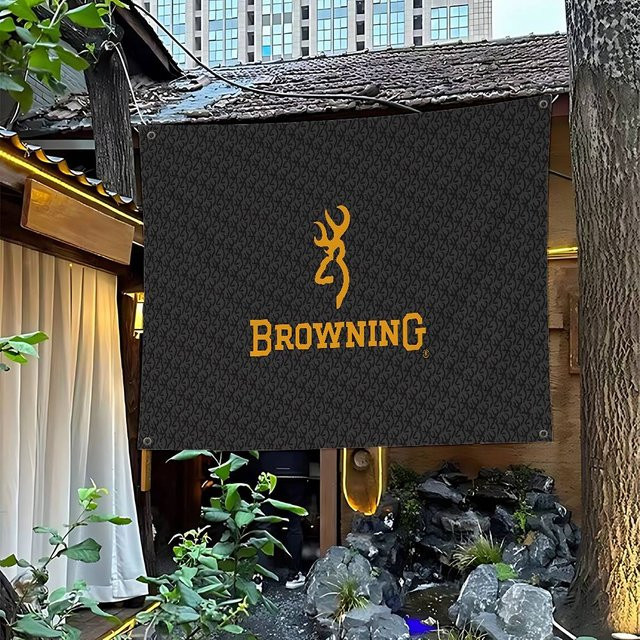 B-Browning Campingflagge mit Logo-Bannerdruck in Schwarz, rechteckig und aus Textil - Bild 1