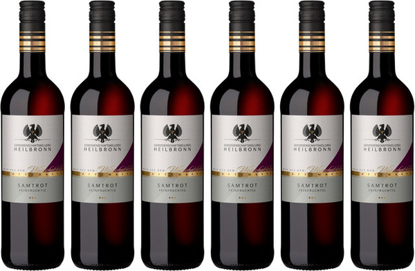 Württembergische WZG Heilbronner Samtrot Qba Schwarzriesling lieblich Rotwein 6 x 0,75 l