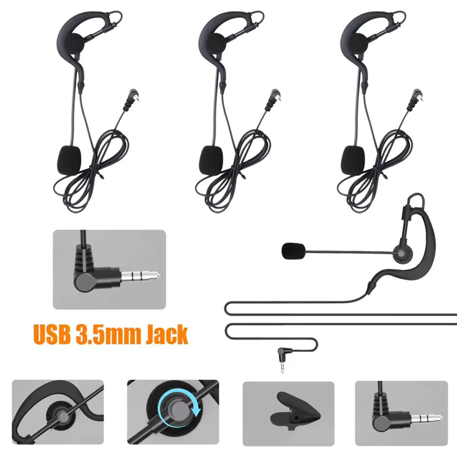 EJEAS Schiedsrichter Intercom Headset mit 3,5 mm Schnittstelle, In-Ear Kopfhörer für Fußball, Schwarz - Bild 2