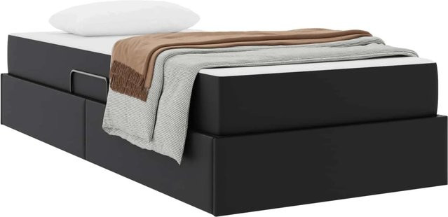 vidaXL Aufbewahrungsbett mit 2 Matratzen in Schwarz aus Kunstleder und Metall, modernes Hybridbett mit Lift-up-Funktion, B/T/H: 140 x 194 x 43,5 cm - Bild 1
