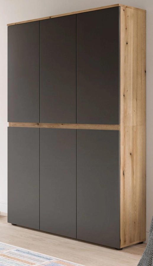 Mehrzweckschrank Assino in Grau und Eiche mit Regalböden und Kleiderstange, B/H: 105 x 175 cm - Bild 1