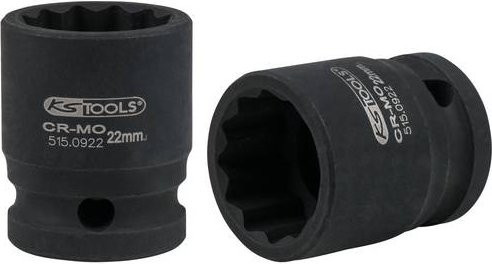 KS Tools Kraft-Steckschlüsseleinsatz 1/2 Zoll 12-kant kurz 22mm schwarz - Bild 1
