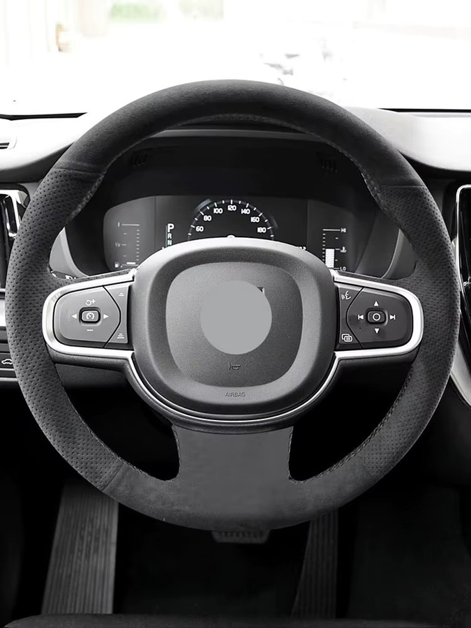 FOXSN Lenkrad Abdeckung aus Wildleder und Leder in Schwarz für Volvo S60 V60 XC60 XC90 S90 V90 - Bild 2