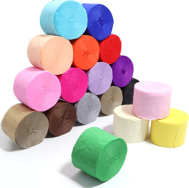 Buntes Krepppapier in Mehrfarben für DIY-Dekorationen, Hochzeiten und Partys, Rolle mit 25 m Länge und 4,5 cm Breite - Bild 1