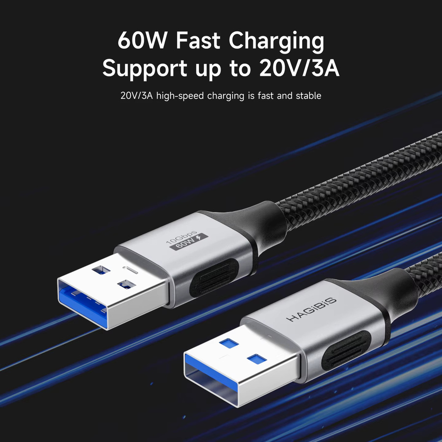 Hagibis USB 3.2 A auf A Stecker auf Stecker Kabel in Schwarz zur Verlängerung für Festplattengehäuse, KVM, Laptop, Kühler, TV-Box und DVD-Player - Bild 3
