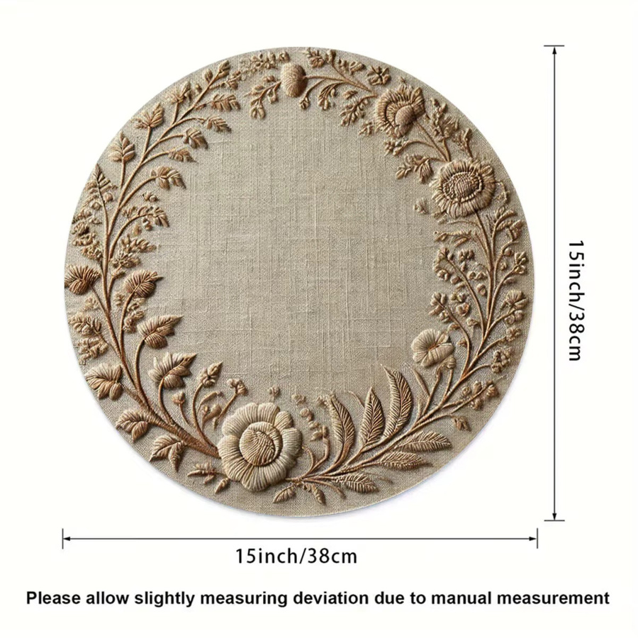 VIKAMA Tischset Reispalmen-Spitzen-Design in Beige, rund, wasserdicht und ölbeständig im nordischen Stil - Bild 3