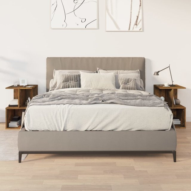 VIDAXL 2-teiliges Set Nachttische aus Holzwerkstoff in geräuchertem Eichen-Design, B/T/H: 35 x 35 x 55 cm - Bild 1
