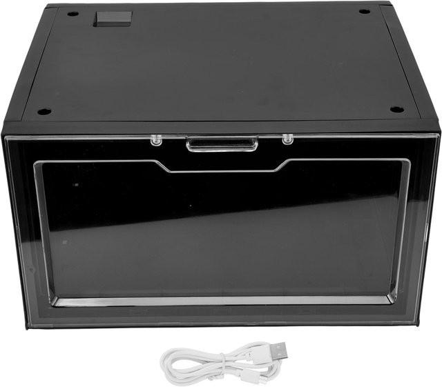 Aimo LED-Schuhbox mit integrierter Beleuchtung und transparenten Glastüren, stapelbare Sneaker-Aufbewahrungsvitrine in Schwarz - Bild 1