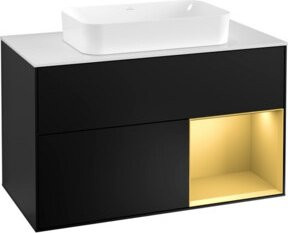 V&B Finion Waschtischunterschrank mit LED-Beleuchtung und Regalfach in Weiß - Bild 1