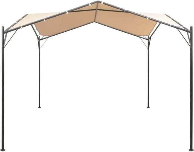vidaXL Partyzelt Pavillon mit Überdachung aus Stahl in Beige, 4 x 4 m - Bild 1