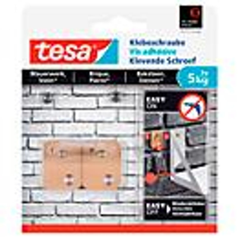 tesa Klebeschraube für Mauerwerk und Stein im Innen- und Außenbereich, viereckig, 2 Stück - Bild 3