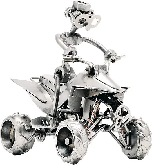 Schraubenmännchen Quadfahrer von Hinz & Kunst aus Metall in Silber - Bild 1