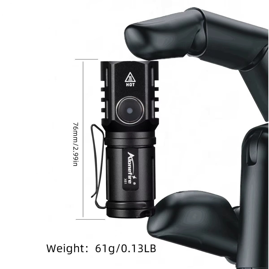 Alonefire Mini LED Taschenlampe mit Magnet und Typ-C Akku, Schwarz, Kaltweiß 6000K - Bild 3