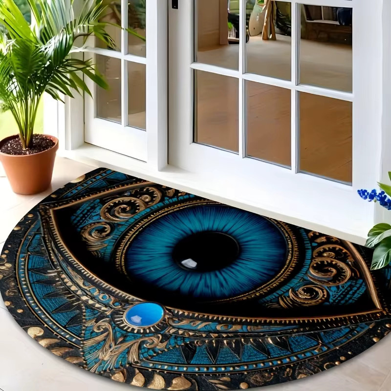 VIKAMA Blue-Eyed Flanell-Fußmatte in Blau, geräuschreduzierende und komfortable Eingangsmatte für Badezimmer und Wohnräume - Bild 2