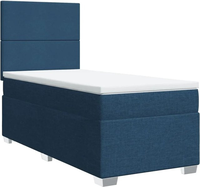 vidaXL Boxspringbett Hybrid mit Matratze und Taschenfederkern in Blau, B/T: 90 x 190 cm - Bild 1