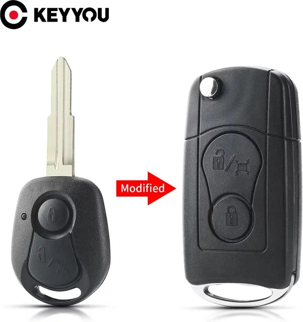 Keyyou Modifizierte Flip Folding Remote Autoschlüssel Hülle für Ssangyong Actyon Kyron Rexton in Schwarz - Bild 1