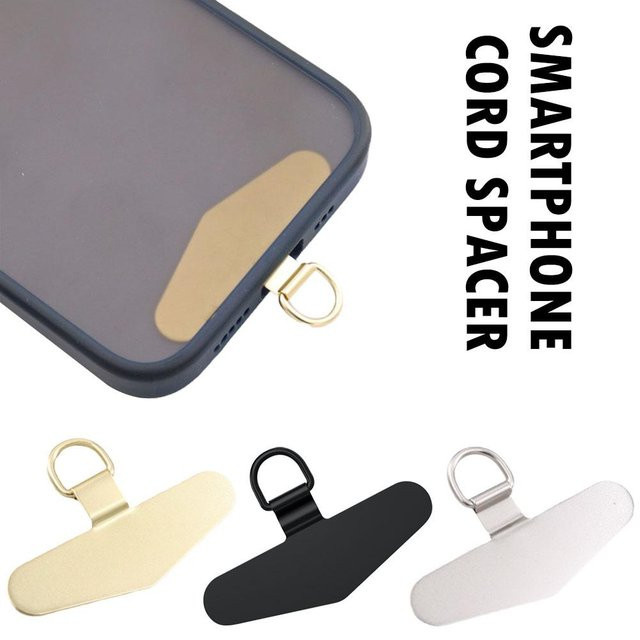 Universal Telefon Lanyard Dichtung Patch aus Edelstahl in Silber oder Schwarz für Handy-Anhänger und Kabel-Tabs - Bild 1