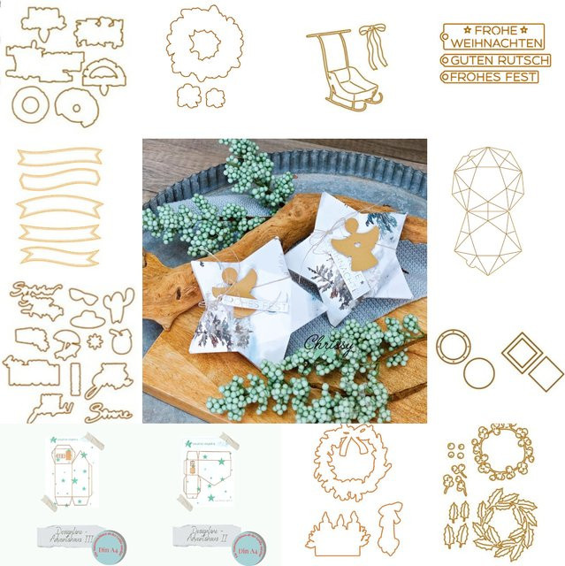 Silberne Metal-Stanzformen für Scrapbook und Tagebuch mit Wagen und Girlanden zur DIY-Dekoration von Grußkarten - Bild 1