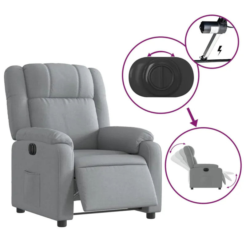 Vidaxl Elektrischer Relax-Sessel aus Stoff in Grau - Bild 7