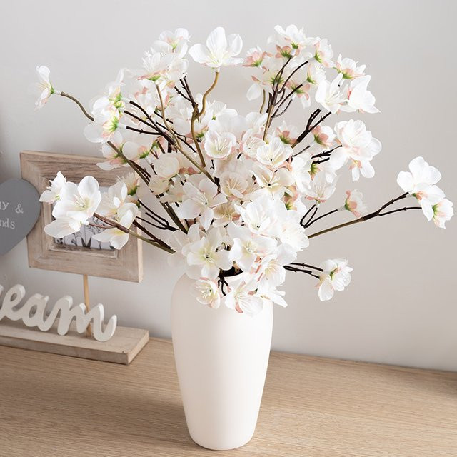 2 Stück Kahaul künstliche Kirschblüten und Pfirsichblüten aus Seide in Pink und Weiß für deine Tischdekoration, Hochzeit oder Party-Arrangements - Bild 1