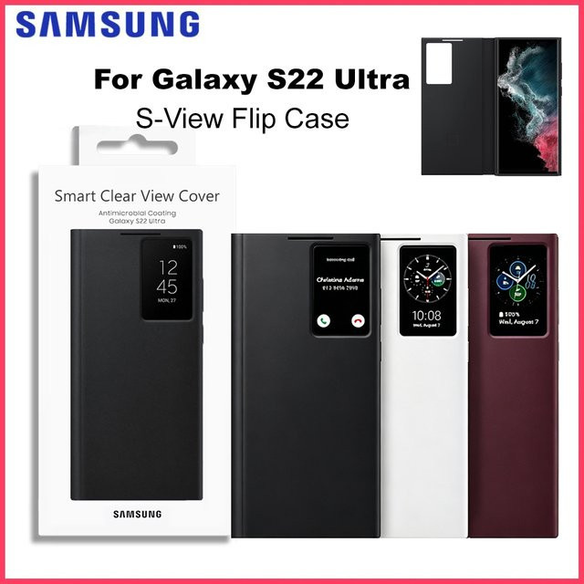 Samsung Galaxy S22 Ultra SM-S908 S-View Flip Case Smart Clear View Hülle in Transparent - Bild 1