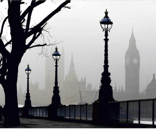 Sanders & Sanders Fototapete London in Grau und Schwarz, Vlies, B: 360 cm, H: 270 cm - Bild 1