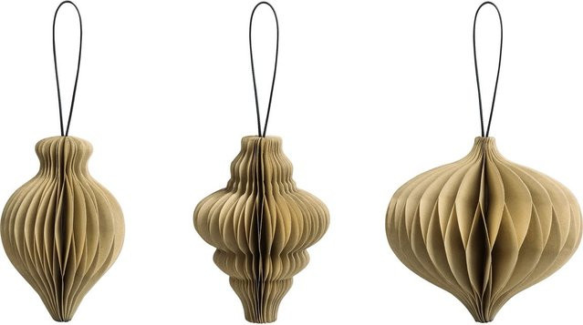 Heyda Waben-Tropfen-Set Tannenbaumschmuck aus Papier in Elfenbein - Bild 1
