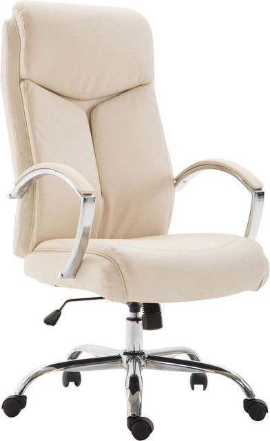 TPFLiving Bürostuhl Volute aus Kunstleder in Beige mit Armlehnen und Rollen, B/T/H: 65,0 x 73,0 x 140,0 cm - Bild 1