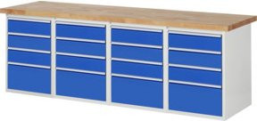 Rau Werkbank 7510A5 in Blau mit 16 Schubladen, B/T/H: 250 x 90 x 89 cm - Bild 1