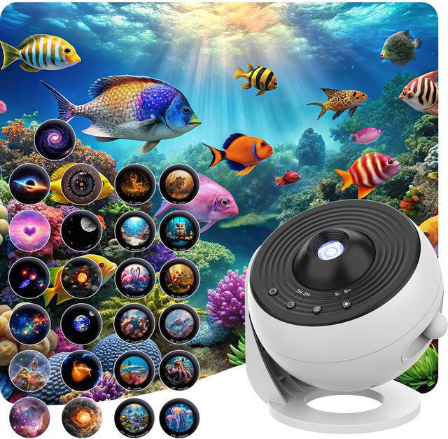 AUSYLE Galaxy Projector PRO Nachtlicht in Weiß mit 25 4K Projektionsmustern und modernem Design - Bild 1