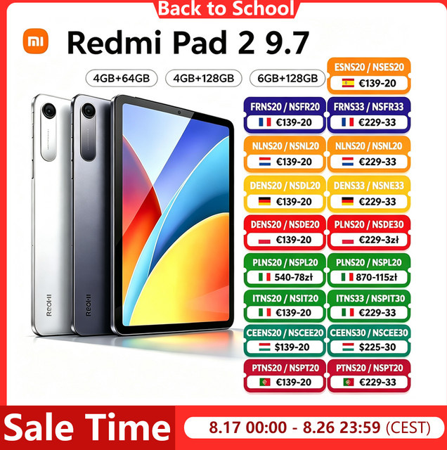 Xiaomi Redmi Pad 2 Tablet mit 9,7 Zoll 2K 120Hz Display, Snapdragon 6s Gen 2, 4G LTE, 7600mAh Akku und 8MP Kamera in Silber - Bild 1