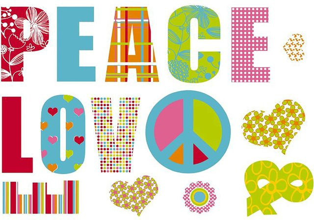 Komar Deko-Sticker Love And Peace, Mehrfarbig, Breite: 100 cm, Höhe: 70 cm - Bild 1