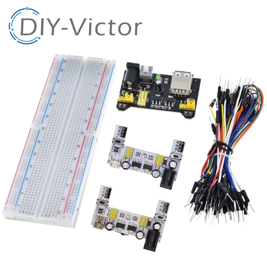 MB-102 Steckbrett Leistungsmodul für 3,3 V/5 V Prototyping mit 65 flexiblen Überbrückungsdrähten in Schwarz und Multicolour für Arduino DIY Kits - Bild 2