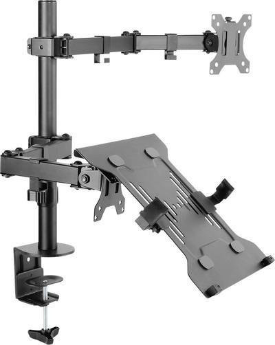 SpeaKa Professional Monitorhalterung SP-MM-302 in Schwarz, neigbar, schwenkbar und höhenverstellbar, für Monitore von 33,0 cm bis 81,3 cm - Bild 1