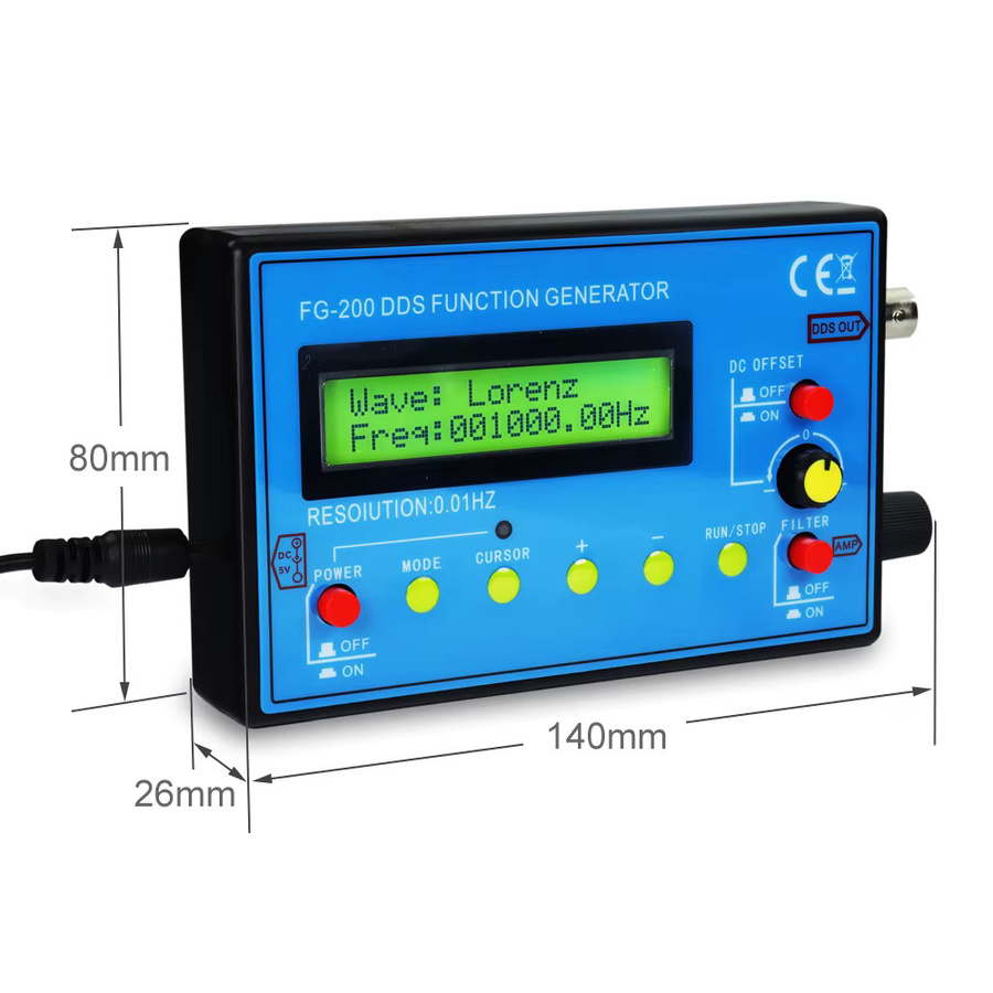 RUIBOZHI FG-100 FG-200 DDS-Funktionssignalgenerator und Frequenzzähler mit Sinus, Quadrat und Sägezahn-Wellenform in Blau, 0,01 Hz – 500 kHz - Bild 3