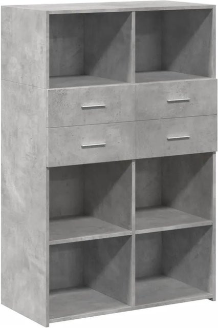 vidaXL Highboard in Betongrau aus Holzwerkstoff mit Türen und Schubladen, B/T/H: 80 x 42,5 x 124 cm - Bild 1
