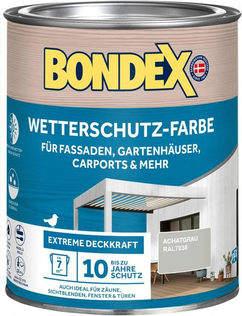 Bondex Wetterschutz-Farbe für Holz in Achatgrau RAL 7038, 0,75 l - Bild 1