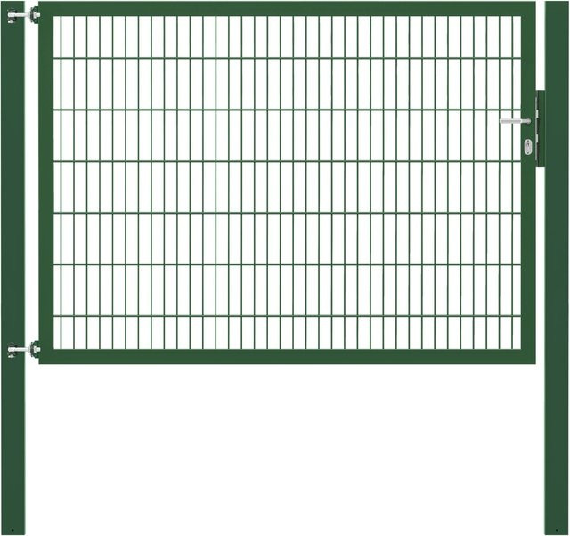 Einzeltor Flexo Plus in Grün mit Pfosten aus Stahl, Breite: 200 cm, Höhe: 140 cm, Pfosten: 100 x 100 cm - Bild 1