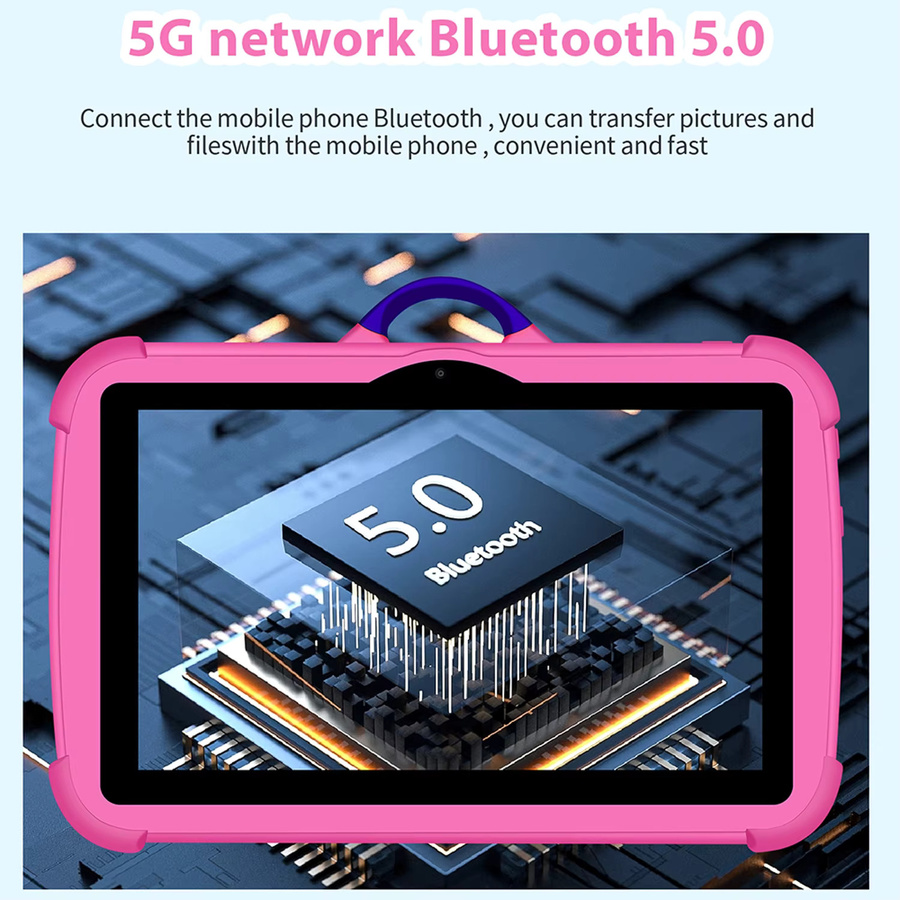 BDF Kinder Tablet 7 Zoll mit 5G WiFi, Quad Core, 4GB RAM und 64GB ROM inklusive Schutzhülle, Blau oder Pink - Bild 3