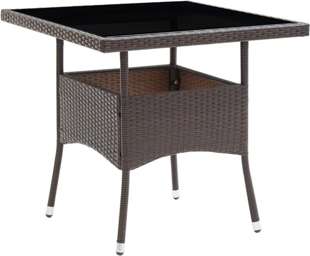 vidaXL Garten-Esstisch aus braunem PE-Rattan mit gehärteter Glasplatte B/T/H: 200 x 100 x 75 cm - Bild 1