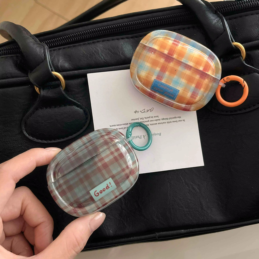 Karierte transparente Kopfhörer-Hülle für Apple AirPods 1 2 3 Pro und Pro 2 im Vintage-Design - Bild 3