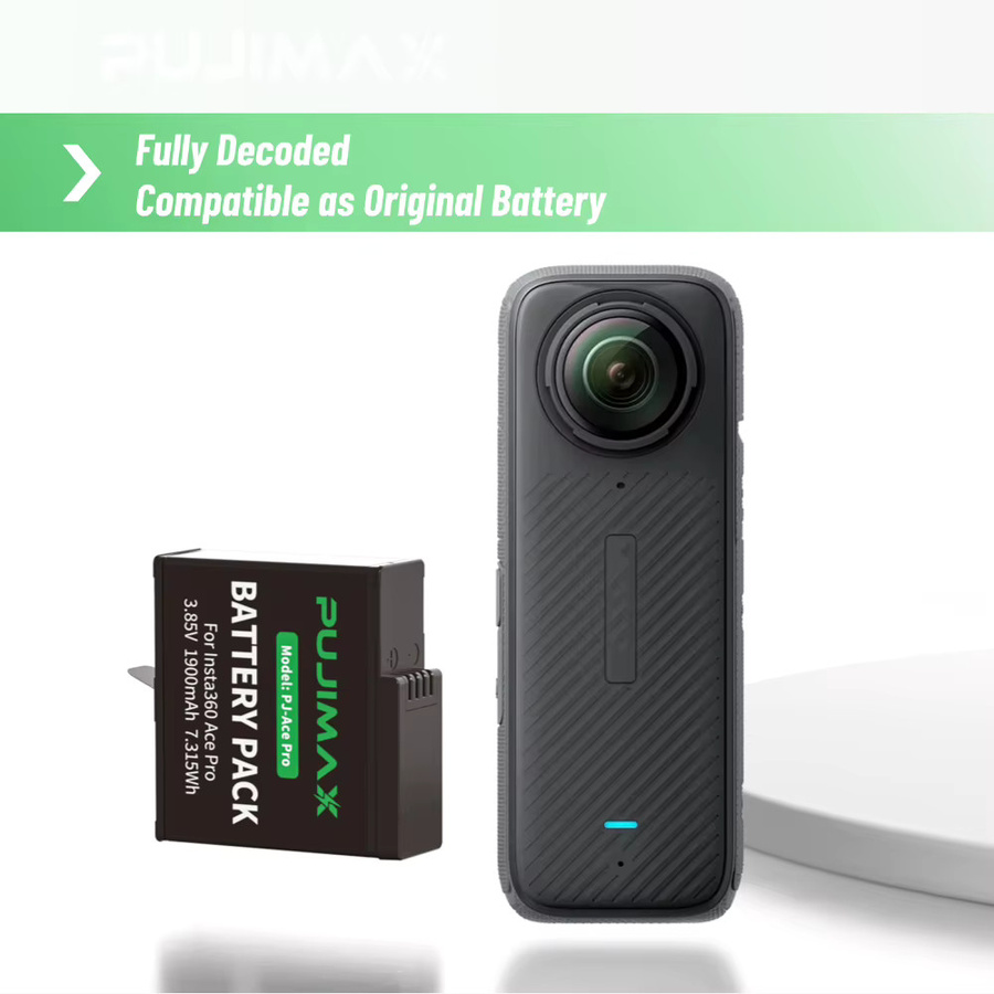 PUJIMAX Ersatzakku für Insta360 Ace Pro, 1900mAh, 3.85V, Schwarz - Bild 5