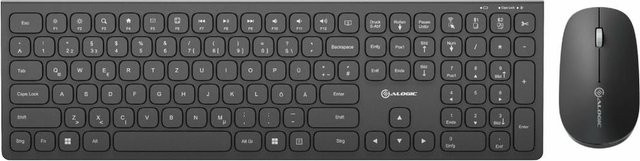 ALOGIC ASKBT3WC-DE Wireless und Bluetooth Tastatur-Maus-Set QWERTZ Deutsch Schwarz - Bild 1