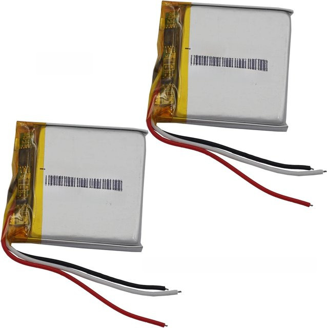 XINJ Li-Po Lithium-Polymer Akku 3,7V 350 mAh mit Thermistor für GPS und Dashcam, 2er-Set, Silber - Bild 1