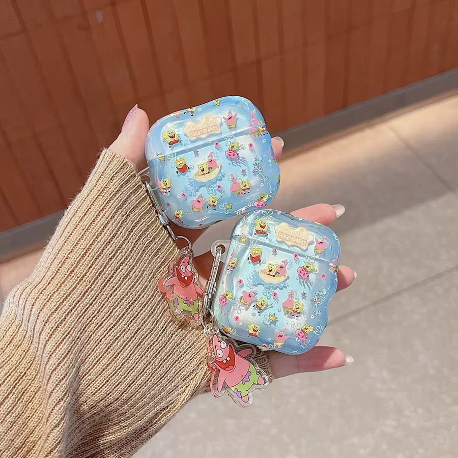 SpongeBob Schwammkopf und Patrick Star Kopfhörerhülle für Apple AirPods 1 2 3 4 Pro 2 3 Schutzhülle für kabellose Bluetooth-Kopfhörer - Bild 2