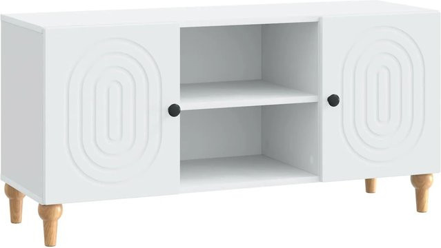vidaXL TV-Schrank aus Holzwerkstoff in Weiß mit modern-minimalistischem Stil und Streifenmuster, B/T/H: 102 x 34,5 x 50 cm - Bild 1