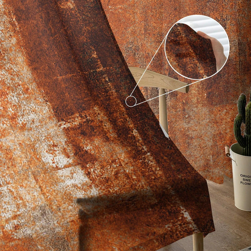 A Family Of Home Textiles Transparente Tüll-Vorhänge mit abstrakter geometrischer Textur in Orange, 2er-Set, Breite: 135 cm, Höhe: 160 cm - Bild 5